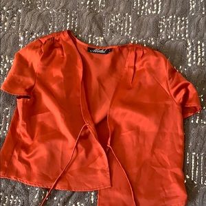 princess poly tie front silk shirt